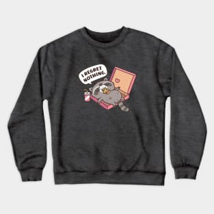 Cute Raccoon In Pizza Box I Regret Nothing Funny Crewneck Sweatshirt